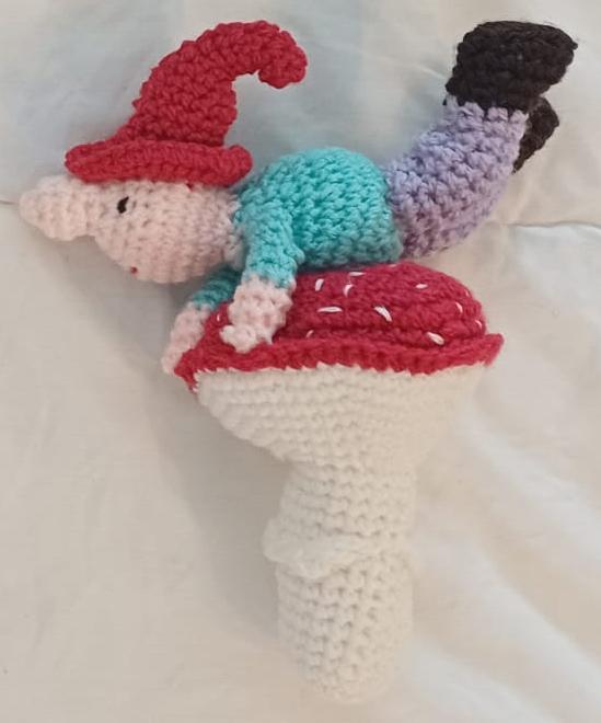 Knuffel "Kabouter op Paddenstoel', Kinderen en Baby's, Speelgoed | Knuffels en Pluche, Nieuw, Overige typen, Ophalen of Verzenden