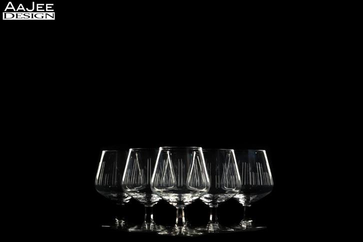 6 X Royal Leerdam – A.D. Copier – Atlanta – Cognacglas klein, Verzamelen, Glas en Borrelglaasjes, Zo goed als nieuw, Overige typen