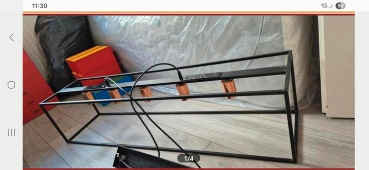 Lucide hanglamp industrieel zwart met koper, Huis en Inrichting, Lampen | Hanglampen, Zo goed als nieuw, Metaal, Ophalen