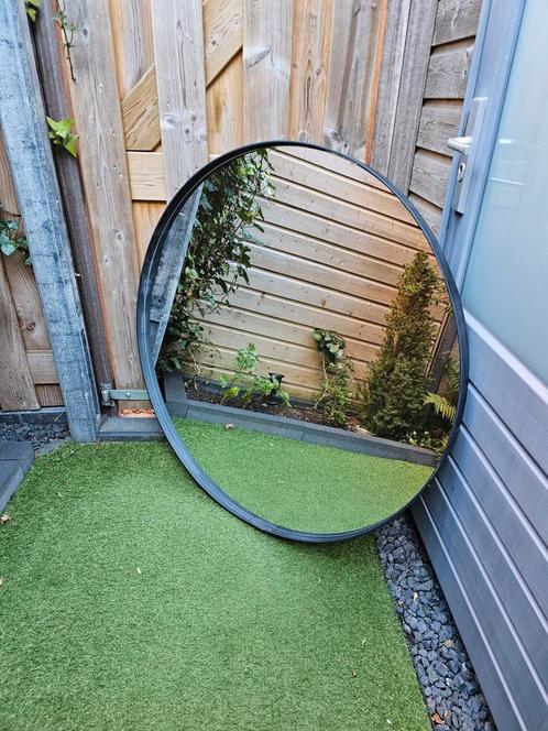 Grote zware spiegel binnen of buiten gepoedercoat 115 cm, Huis en Inrichting, Woonaccessoires | Spiegels, Zo goed als nieuw, Rond