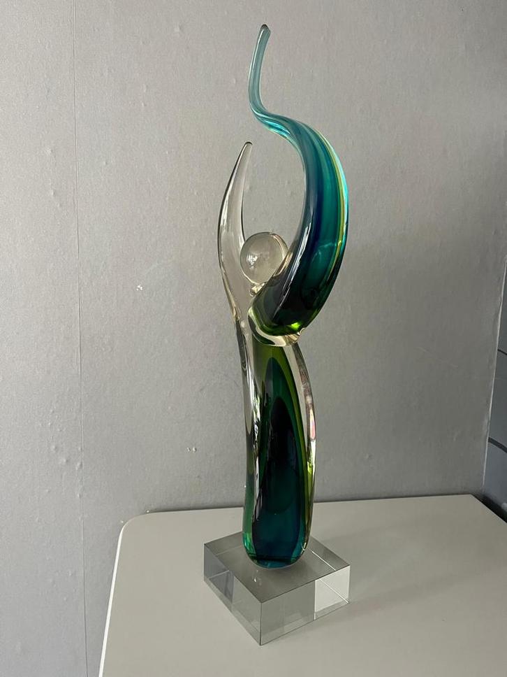 Murano Stijl Glazen Sculptuur - Omhelzing, Antiek en Kunst, Kunst | Beelden en Houtsnijwerken, Ophalen of Verzenden