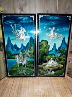 Chinese lak panelen met parelmoer inleg, Antiek en Kunst, Ophalen of Verzenden