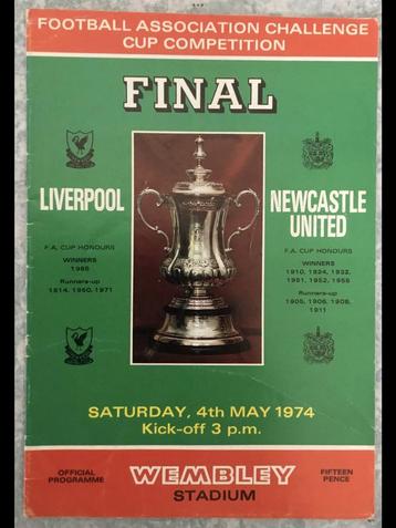 Voetbalprogr. FA cup final 1974 Liverpool-Newcastle United beschikbaar voor biedingen
