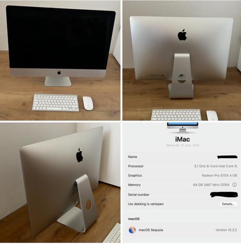 iMac Retina 5K 27 inch 2019 - Intel i5 - 64GB - 1TB SSD, Computers en Software, Apple Desktops, Zo goed als nieuw, iMac, SSD, 3 tot 4 Ghz
