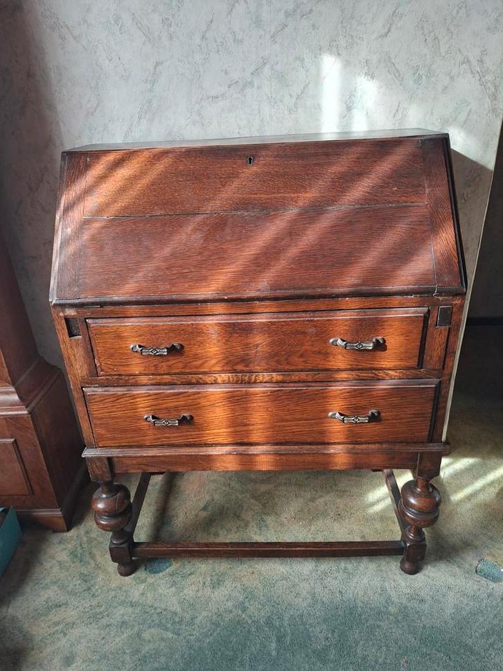 Antiek Eikenhouten Bureau, Huis en Inrichting, Bureaus, Gebruikt, Ophalen