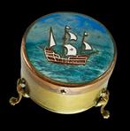 Prachtig juwelendoosje met zéér fijn emaille inleg, Antiek en Kunst, Antiek | Koper en Brons, Verzenden