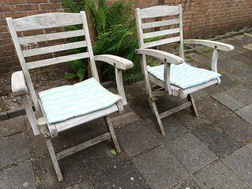 tuinstoelen teak hardhout set, Tuin en Terras, Tuinstoelen, Gebruikt, Hout, Inklapbaar, Ophalen