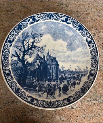 Delfts Blauw Wandbord Winterlandschap beschikbaar voor biedingen