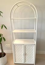 Retro vintage Wit Boogrek Boho Rieten Rotan Kast, Ophalen, Minder dan 150 cm, 150 tot 200 cm, 25 tot 50 cm