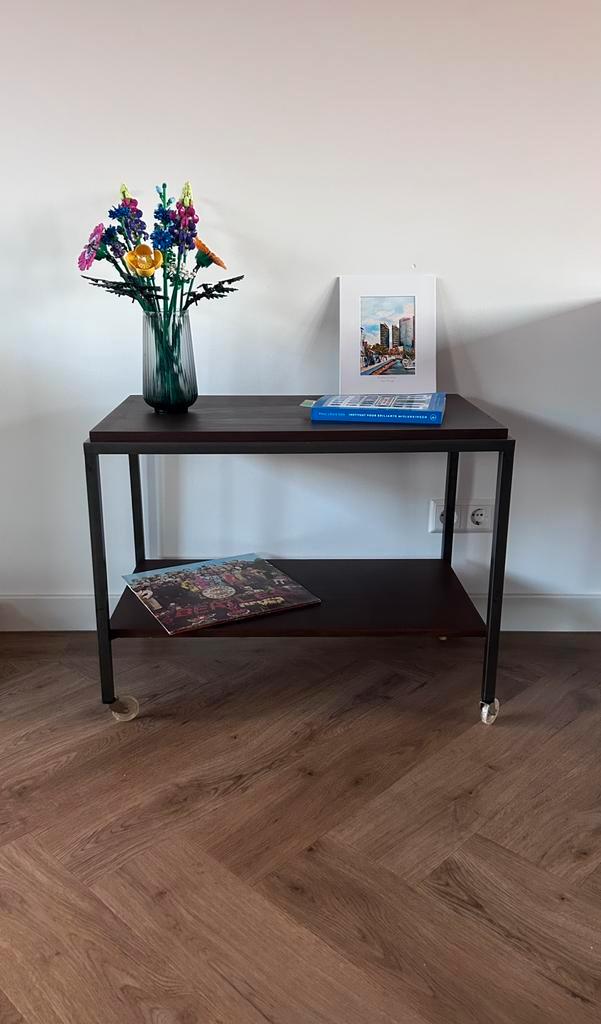 Vintage Midcentury serveerwagen/bijzettafel, Huis en Inrichting, Tafels | Bijzettafels, Gebruikt, Rechthoekig, 60 cm of meer, 55 tot 75 cm