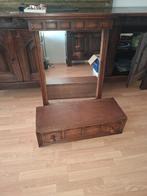 Antieke spiegelset, kapspiegel met lades, Antiek en Kunst, Ophalen of Verzenden, Rechthoekig