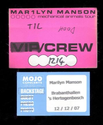 Marilyn Manson 2 x BACKSTAGE PASS Den Bosch en Tilburg beschikbaar voor biedingen