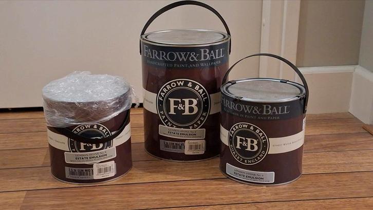 Farrow & Ball verf nieuw! London Stone Estate Emulsion,veel!, Doe-het-zelf en Verbouw, Verf, Beits en Lak, Nieuw, Ophalen of Verzenden