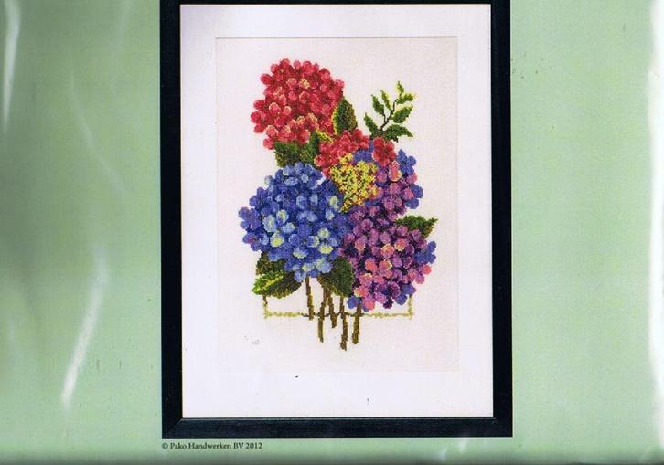 Cado pako groot borduurpakket, hydrangea's, Hobby en Vrije tijd, Borduren en Borduurmachines, Nieuw, Borduurpakket, Handborduren