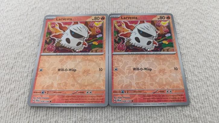 Larvesta JTG - 028/159 - Reverse Holo, Hobby en Vrije tijd, Verzamelkaartspellen | Pokémon, Zo goed als nieuw, Meerdere kaarten