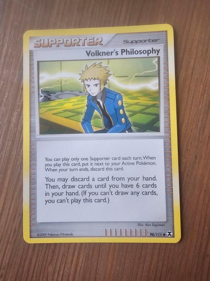 Pokémon kaart - Rising Rivals - Volkner's Philosophy 98/111, Hobby en Vrije tijd, Verzamelkaartspellen | Pokémon, Nieuw, Losse kaart