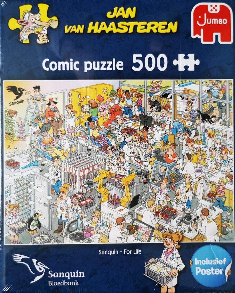 Nieuwe Jan van Haasteren puzzel - Sanquin for Life, Hobby en Vrije tijd, Denksport en Puzzels, Nieuw, Legpuzzel, 500 t/m 1500 stukjes