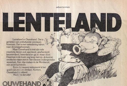 Retro reclame 1984 Ouwehand Rhenen Dierenpark lenteland, Verzamelen, Retro, Ophalen of Verzenden