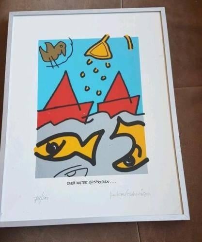 Zeefdruk Peter Louman (1940 - 2010) over water gesproken, Ophalen