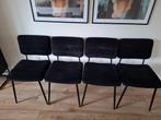 Zwarte Velvet Eetkamerstoelen, Huis en Inrichting, Stoelen, Ophalen, Gebruikt, Zwart, Metaal
