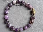 735 Edelsteen armband amethist 10mm, Paars, Nieuw, Ophalen of Verzenden, Elastiek