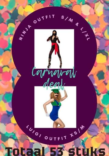 Partij carnavalskleding / feestkleding ninja en luigi, 53 st beschikbaar voor biedingen