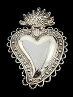Antiek Zilveren  Ex Voto  , Heilig Hart, Antiek en Kunst, Antiek | Religie, Verzenden