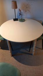 Witte ronde tafel, Huis en Inrichting, Tafels | Eettafels, 100 tot 150 cm, Rond, Vier personen, Zo goed als nieuw