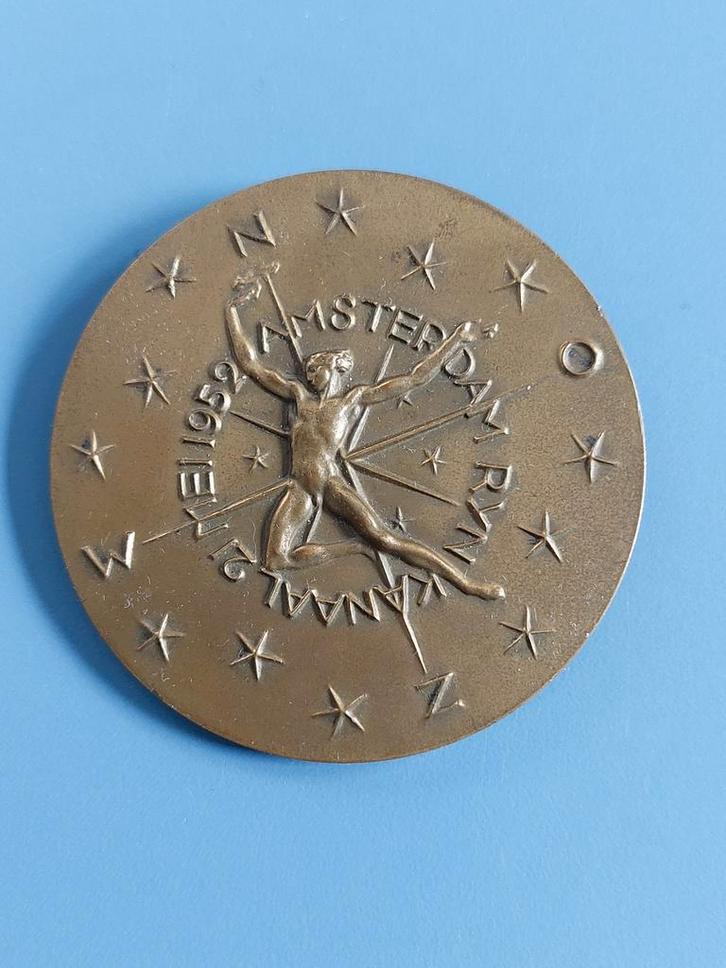 Penning opening Amsterdam Rijnkanaal Fred Carasso 1952, Postzegels en Munten, Penningen en Medailles, Brons, Ophalen of Verzenden