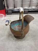 Oude koperen emmer met porseleinen handgrepen, Ophalen of Verzenden, Koper