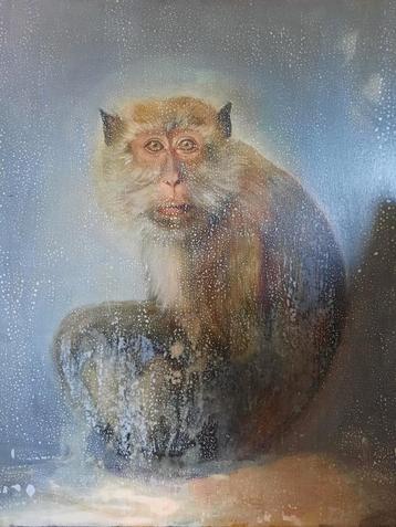 Portret aap dier schilderij