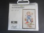 borduren ur schilderijtje compleet 20 x 30 boer op klompen, Ophalen of Verzenden, Nieuw, Handborduren, Borduurpakket