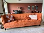 Oranje 3-zitsbank met gebruikerssporen, Ophalen, Gebruikt, Driepersoons, 75 tot 100 cm