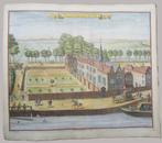 1730 - Handgekleurd kopergravure Den Haag – ’t Leprooshuis, Antiek en Kunst, Verzenden