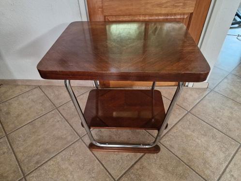 bijzettafel Bauhaus Art Deco, Huis en Inrichting, Tafels | Bijzettafels, Gebruikt, Rechthoekig, 60 cm of meer, 55 tot 75 cm, Hout