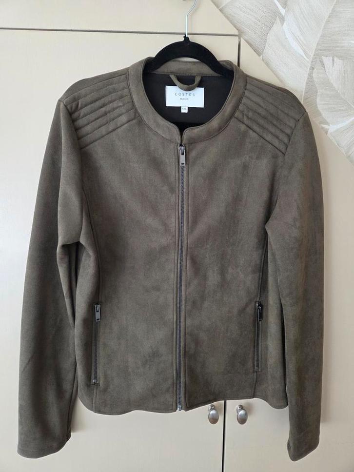 COSTES legergroen BIKER JASJE...maat xxl...1 maal gedragen!, Kleding | Dames, Jasjes, Kostuums en Pakken, Zo goed als nieuw, Maat 46/48 (XL) of groter