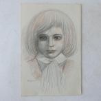 Claes Huisman (1885-1973) - portret tekening van een meisje, Verzenden