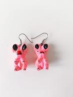 Fel roze vintage beestjes oorbellen / oorhangers 80's, Overige materialen, Verzenden, Roze, Hangers