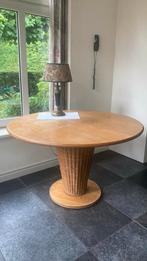 Ronde eettafel met rotan voet, Huis en Inrichting, Tafels | Eettafels, Ophalen, Rond, Zo goed als nieuw, Vijf personen of meer