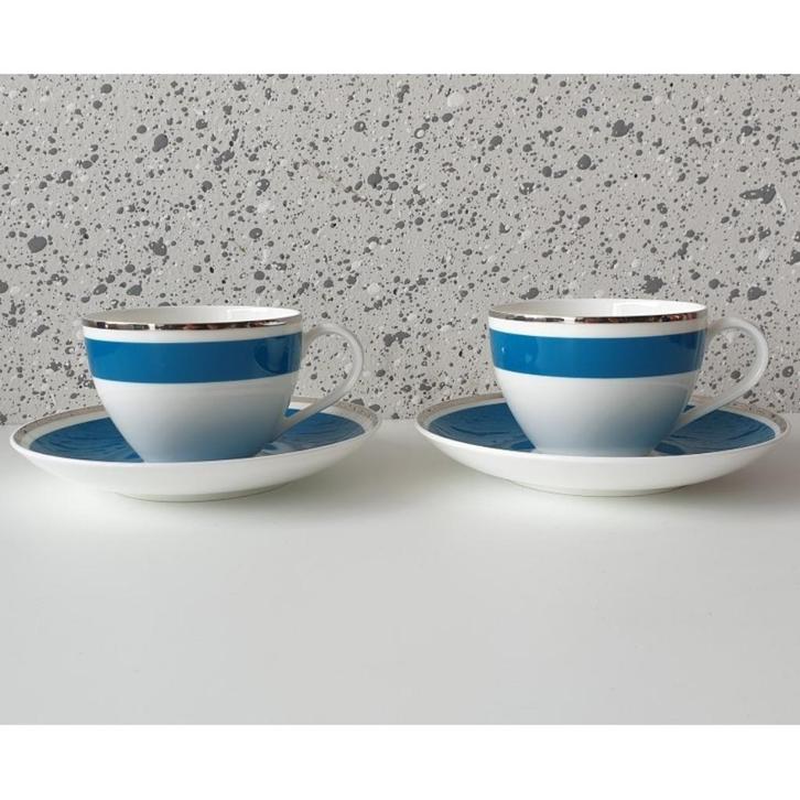 Villeroy en Boch Anmut kop en schotel blauw, Antiek en Kunst, Antiek | Servies los, Ophalen of Verzenden