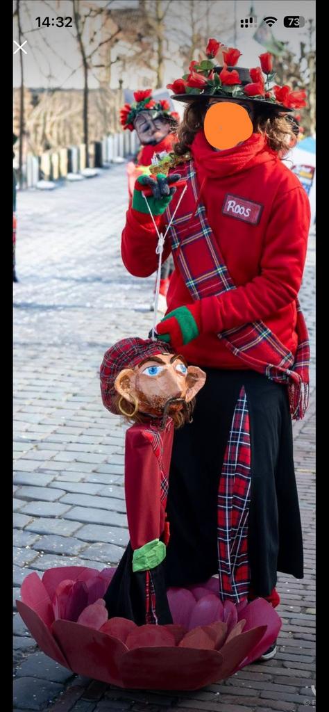 Carnavalskleding Schot in de Roos - Loopgroep, Maat 38/40 (M), Carnaval, Ophalen of Verzenden, Kleding