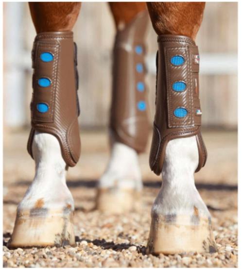 PEI cross beschermers bruin voor (L) & achter (M), Dieren en Toebehoren, Paarden en Pony's | Beschermers, Zo goed als nieuw, Rijden