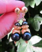 Oorbellen Black Pearl zoetwaterparels steker goud, Sieraden, Tassen en Uiterlijk, Oorbellen, Ophalen, Zwart, Nieuw, Knopjes of Stekers