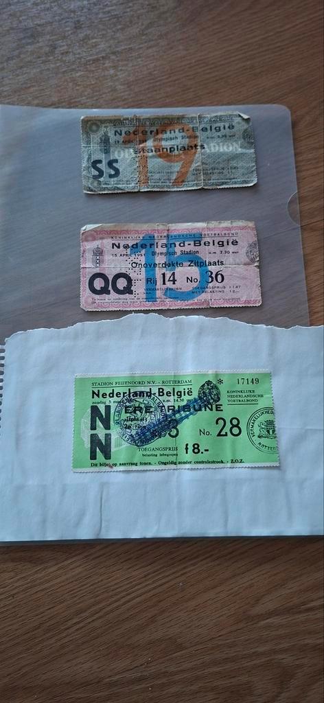 Zeldzame voetbaltickets Nederland-België (1951, 1953, 1963), Verzamelen, Sportartikelen en Voetbal, Ophalen of Verzenden