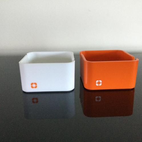 Retro OKM Design #4213 stapelbare asbakjes in oranje en wit, Verzamelen, Retro, Huis en Inrichting, Ophalen of Verzenden
