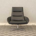 1x Montis Hugo Fauteuil Zwart Leder - Aluminium, Huis en Inrichting, Fauteuils, Niet ingevuld, Minder dan 75 cm, Niet ingevuld