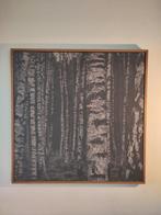 Zwart-wit berkenbos foto op canvas in mooie houten lijst, Ophalen