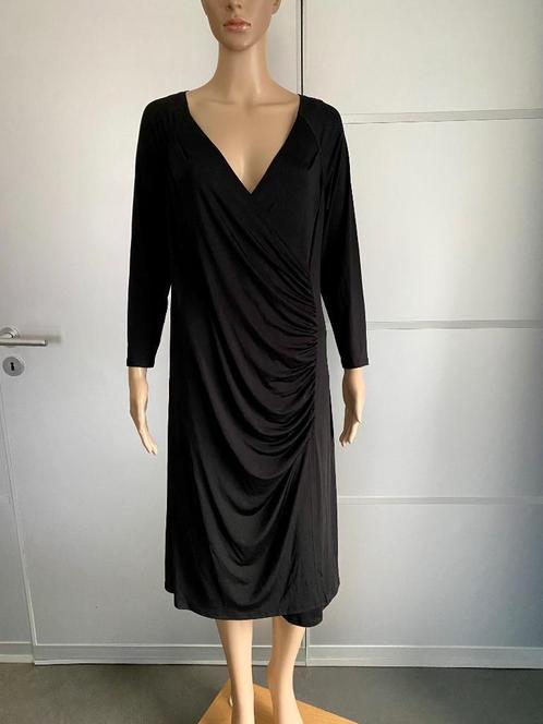 G765 La Ligna maat 40/42=M/L overslag-jurk jurkje zwart, Kleding | Dames, Jurken, Zo goed als nieuw, Maat 38/40 (M), Zwart, Knielengte