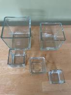 Setje van 5 glazen accubakken, Overige kleuren, Ophalen of Verzenden, Minder dan 50 cm, Glas