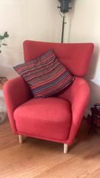 Lichtrode fauteuil, Huis en Inrichting, Fauteuils, Ophalen, Gebruikt, 75 tot 100 cm, Stof